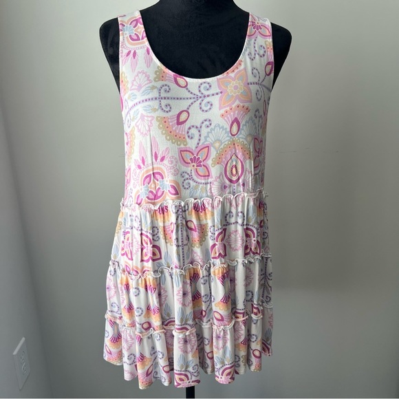 Matilda Jane Tops - Matilda Jane White Tunic with Pink, Yellow & Lavender Paisley